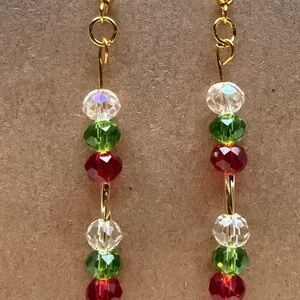 Elegant Gold and Multicolor Beaded Earrings Style #018